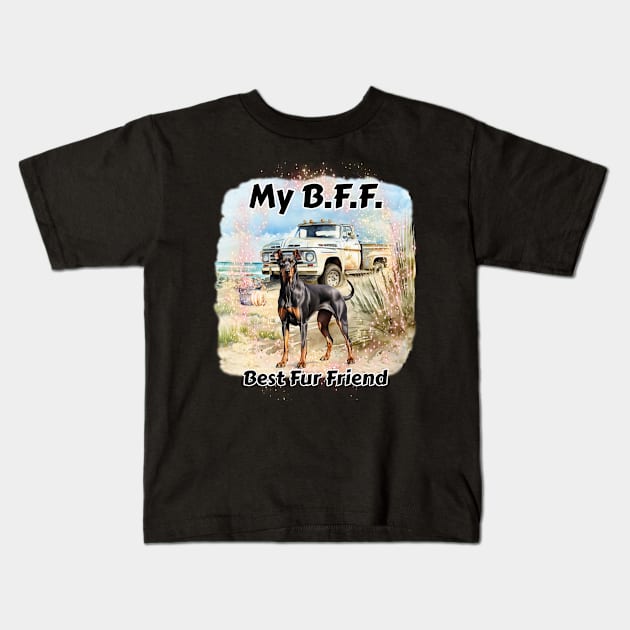 Dog - B.F.F. Doberman Pinscher Kids T-Shirt by KEWDesign